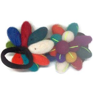 Set of 2 Felt Unused/ Unworn Handmade Colourful Ponytail Holders.